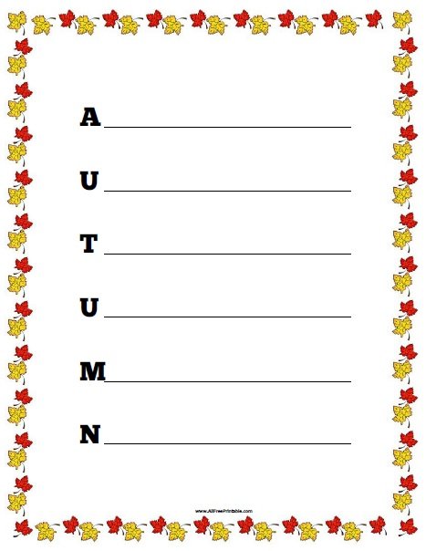 Autumn Acrostic Poem Worksheet