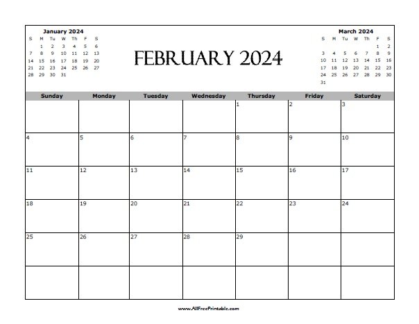 February 2024 Calendar Free Printable