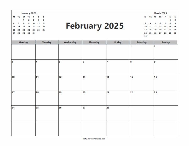 February 2025 Calendar Free Printable
