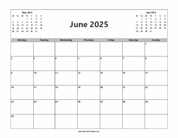 Printable 2025 Calendar June