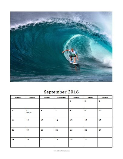 September 2016 Photo Calendar Template