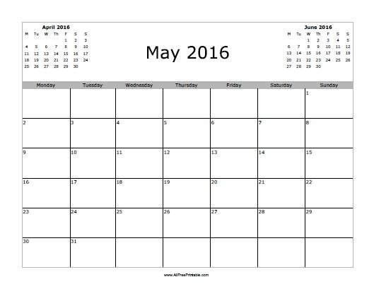 Free Printable May 2016 Calendar