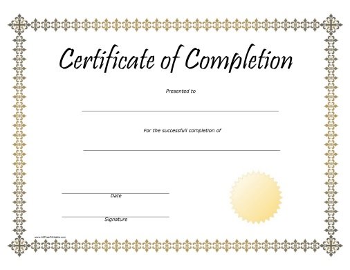 Free Printable Certificates Of Completion FREE PRINTABLE TEMPLATES