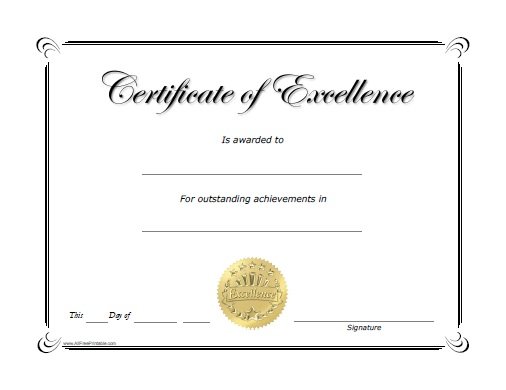 Printable Certificate Of Excellence Template Excellence Award Printable Certificate Of Excellence Template Excellence Award
