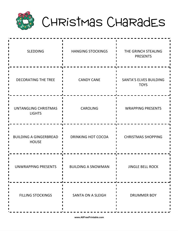 Christmas Charades Game Free Printable