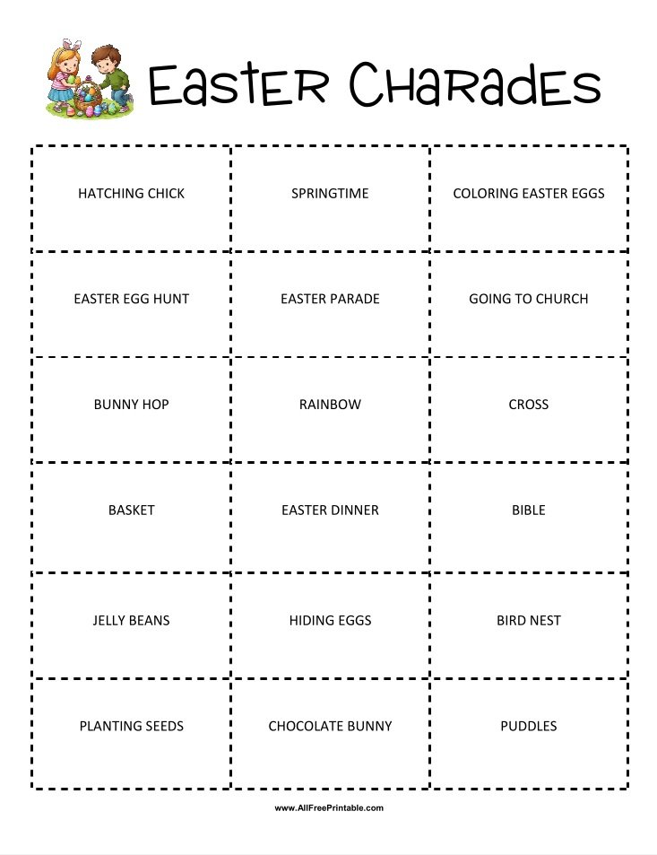 Print Easter Charades Game Free Printable Print Easter Charades Game Free Printable
