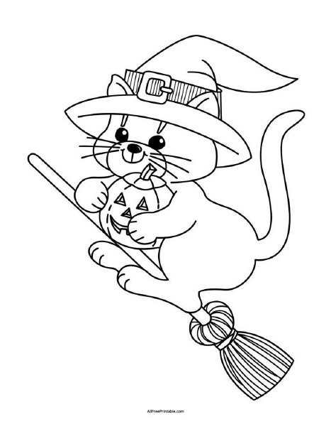 Halloween Cat Coloring Page Free Printable