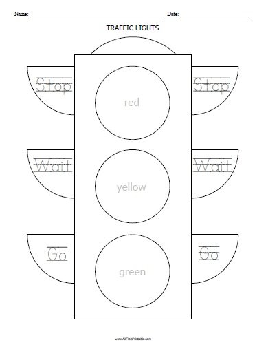 Traffic Lights Worksheet - Free Printable - AllFreePrintable.com