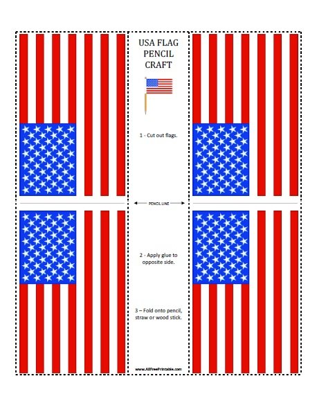US Flag Pencil Craft Free Printable