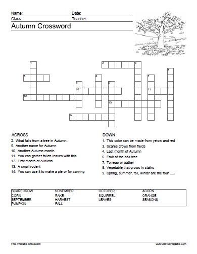 Free Printable Crossword Puzzles With Word Bank