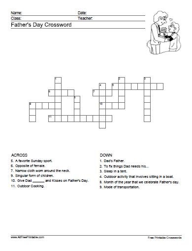 Father s Day Crossword Free Printable