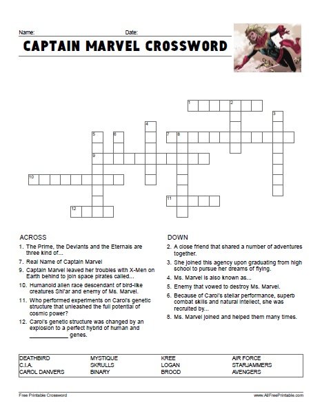 Marvel Crossword Puzzles