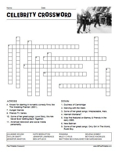 printable celebrity crosswords