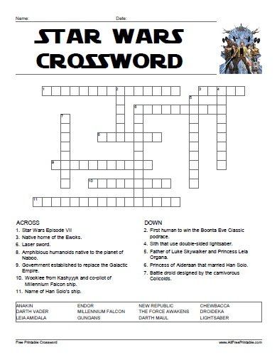 verzerren Geschichte Samstag star wars crossword puzzle Offenbar Smash