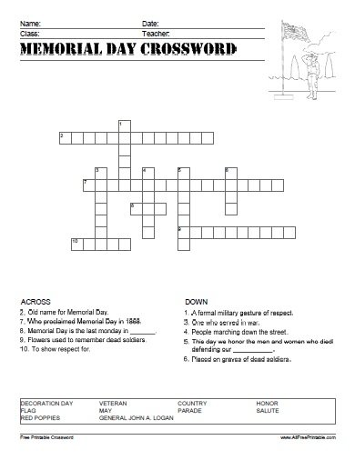 memorial-day-crossword-free-printable