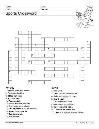 1970's Sports Crossword - WordMint