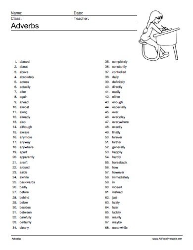 adverb list by category