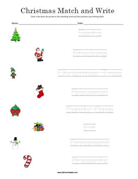 Christmas Matching Worksheet | Free Printable