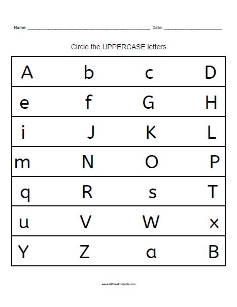 Free Printable Circle Uppercase Letters Worksheet