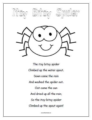 Itsy Bitsy Spider Nursery Rhyme PDF Worksheet: Free Printable PDF