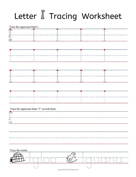 Letter Tracing Worksheet – Trace the Letter I - Academy Simple