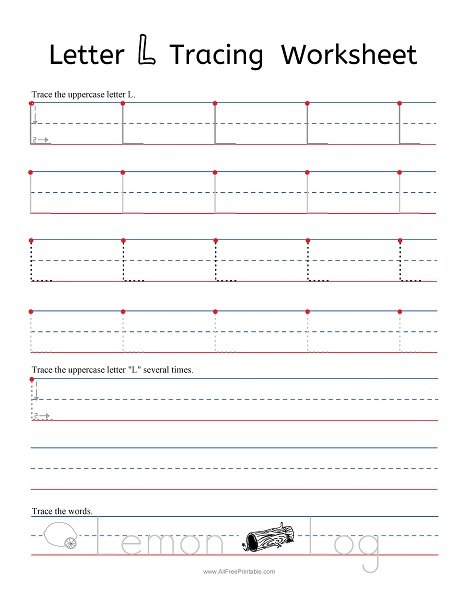 letter l tracing worksheet