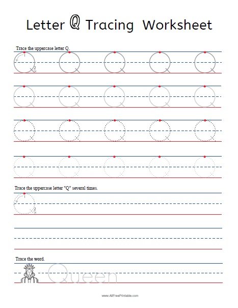 Letter Q Tracing Worksheets  Free Printable