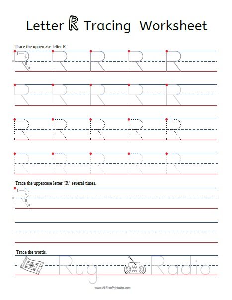 Free Printable Letter R Tracing Worksheets