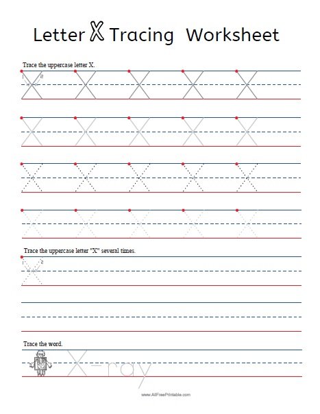 letter x tracing worksheets