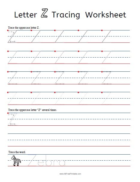 Letter Z Tracing Worksheets  Free Printable