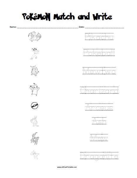 Pokemon Preschool Worksheets