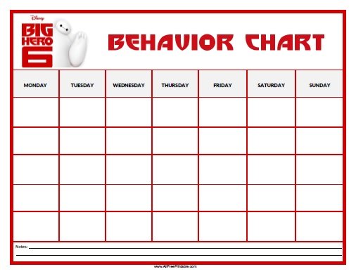 Free Printable Big Hero 6 Behavior Chart