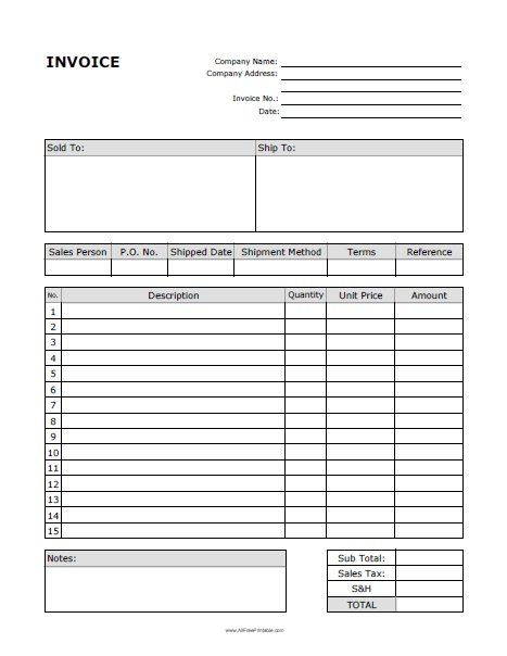 Free Printable Billing Invoice Template