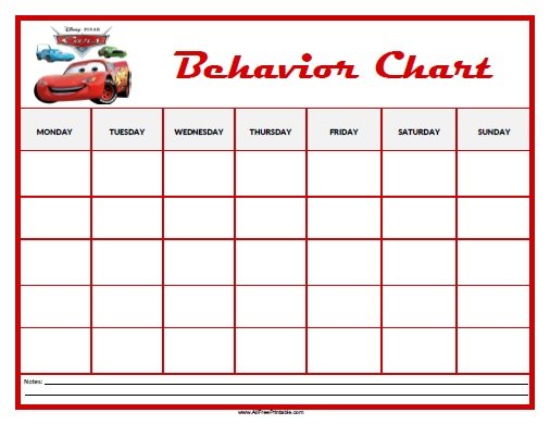 Monthly Behavior Chart Calendar