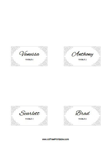  Free printable name place cards template Birbelv