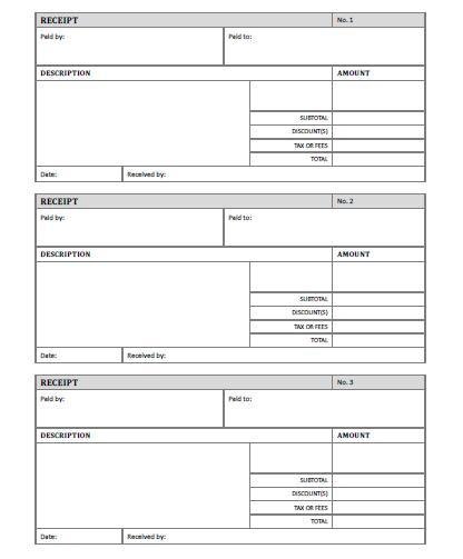 Free Microsoft Word Receipt Templates