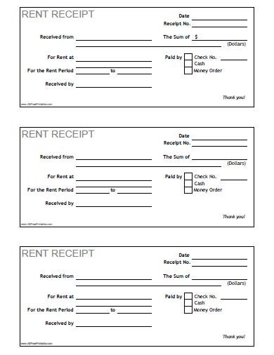 Rent Receipts Printable Free