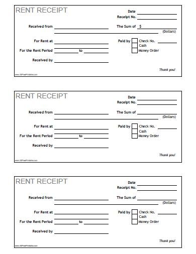 Free Rent Receipt Free Printable Documents