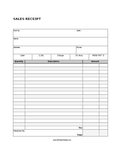 Print Receipt Template Free Printable 3014