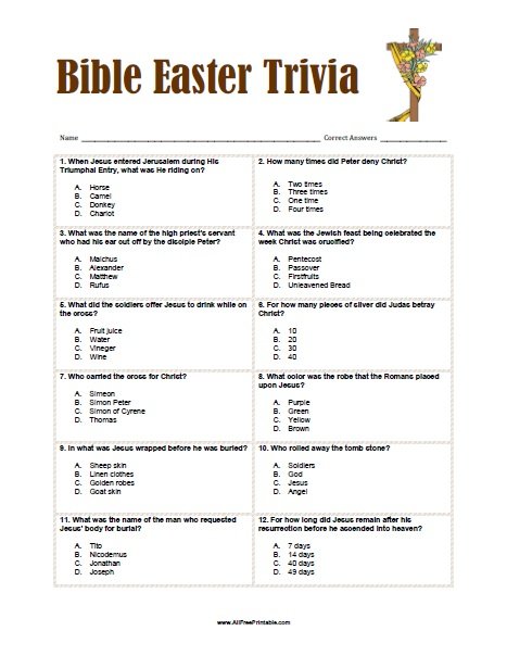 Free Bible Trivia Questions And Answers Printable - FREE PRINTABLE