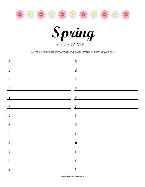 Free Printable Spring A-Z Game