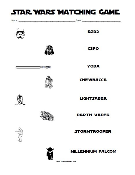 Star Wars Matching Game Free Printable