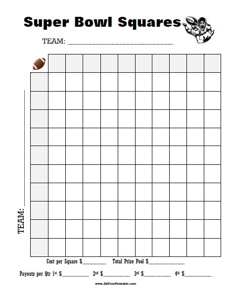 Super Bowl Squares Template – Free Printable