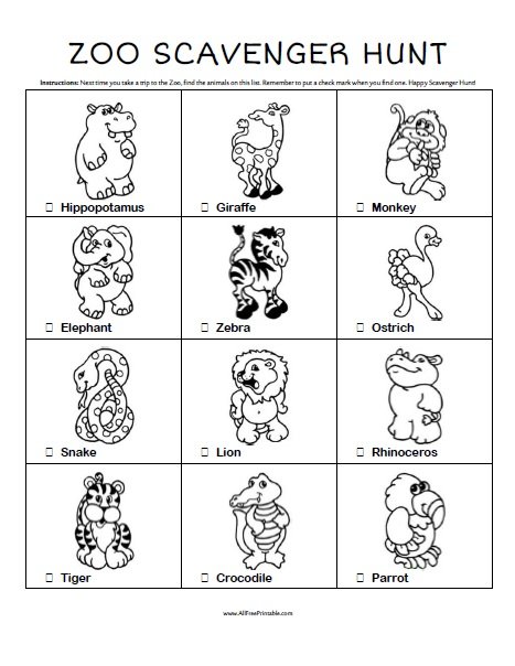 Zoo Scavenger Hunt Free Printable Zoo Scavenger Hunt Free Printable