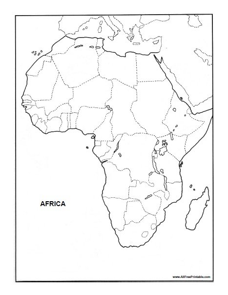 africa physical features blank map