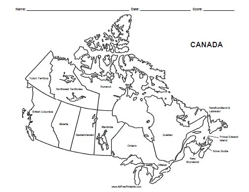 blank map of canada worksheet