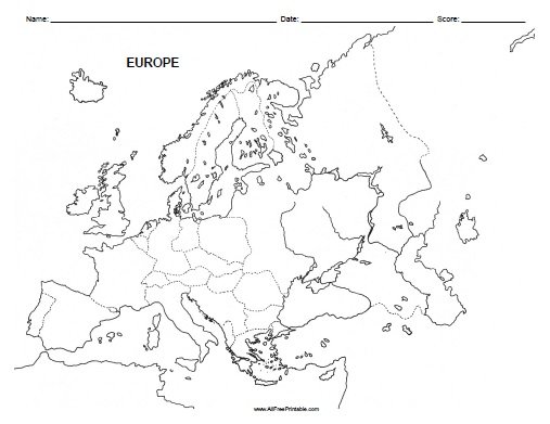 printable blank map of europe worksheet Europe Blank Map Free Printable Allfreeprintable Com printable blank map of europe worksheet