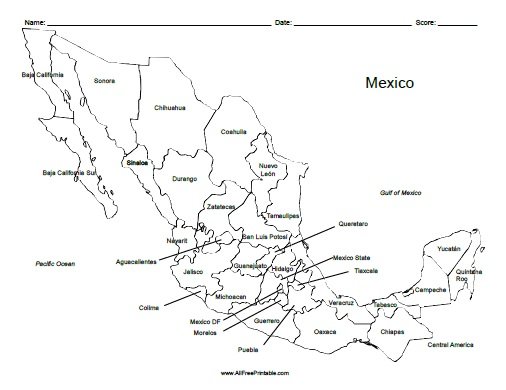 Mexico Map Coloring Pages Learny Kids