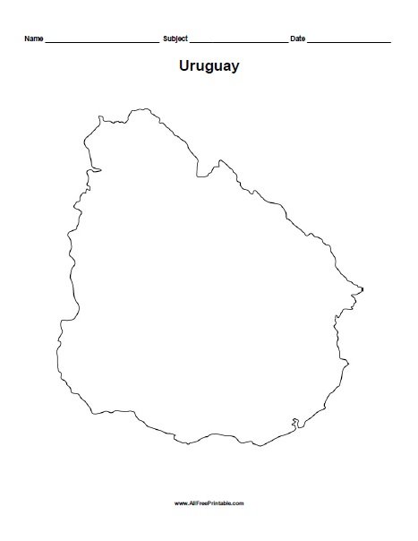 Free Printable Uruguay Outline Map
