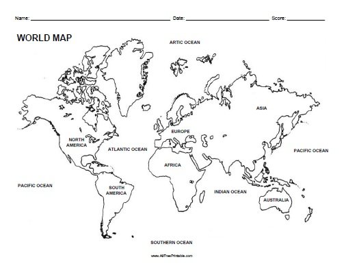 Free Printable World Labeled Map